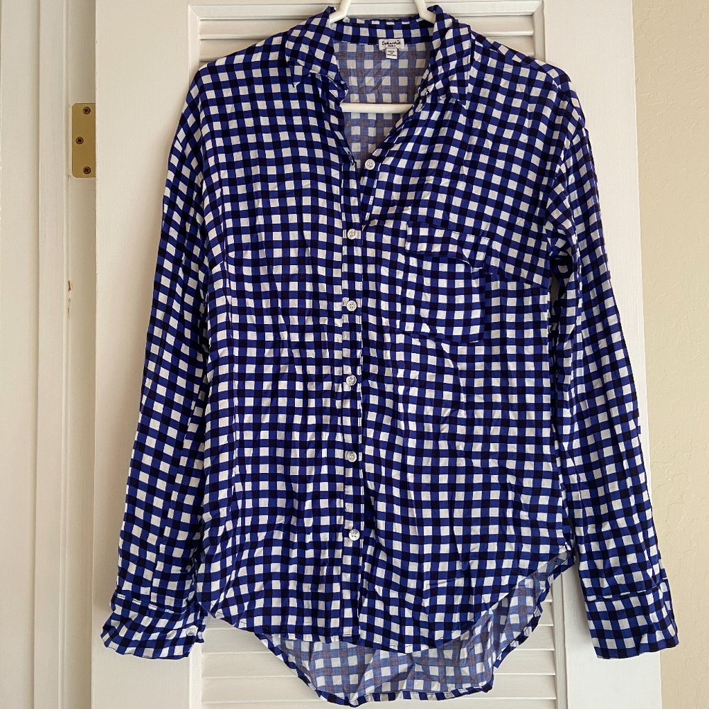 Splendid Blue Check Button Up